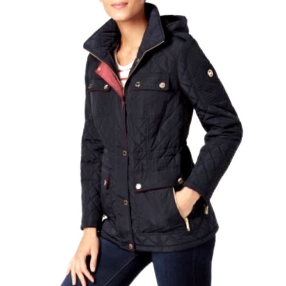Michael Kors Quilted Water Resistant Anorak Jacket Black L - Picture 1 of 10